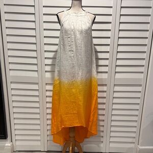 Puro Lino 100% Linen Made in Italy high and low Chic Ombre Maxi Dress